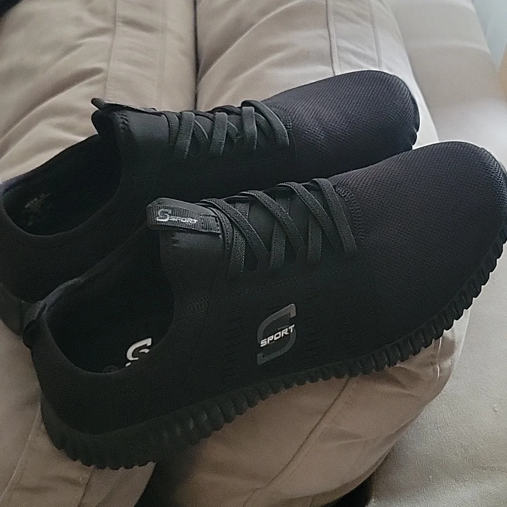 Sporto Black Men's Knit Lace-Up Athletic Sneaker